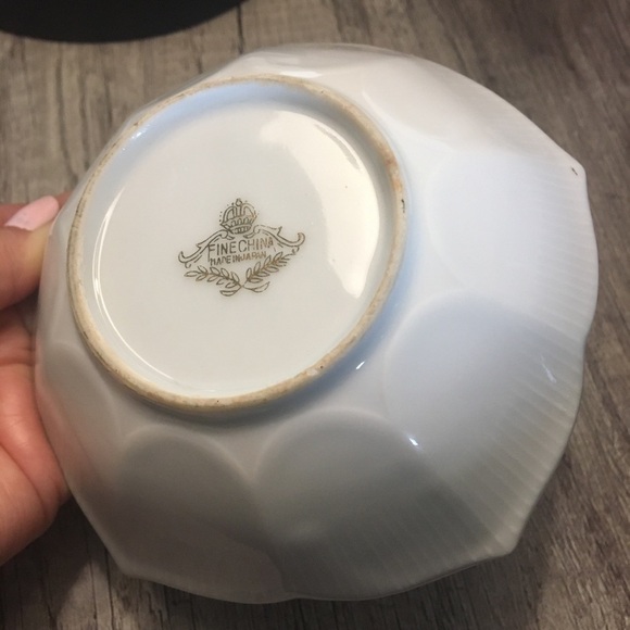 Vintage Bowl Porcelain Tulip Shape Trinket Dish Japan Atomic Flower Grey Pink - Picture 4 of 12